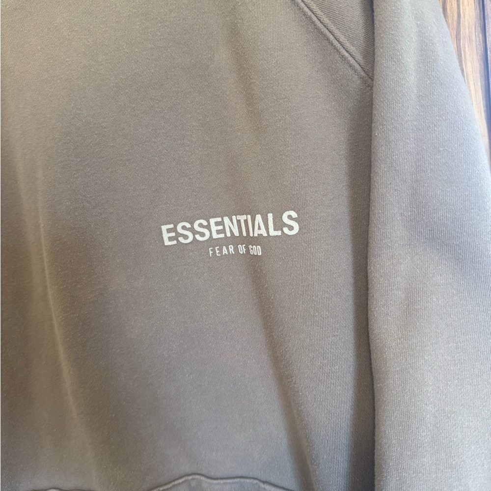 Fear of God Essentials Hoodie Taupe M Oversized Pullover Streetwear Unisex - Picture 2 of 13